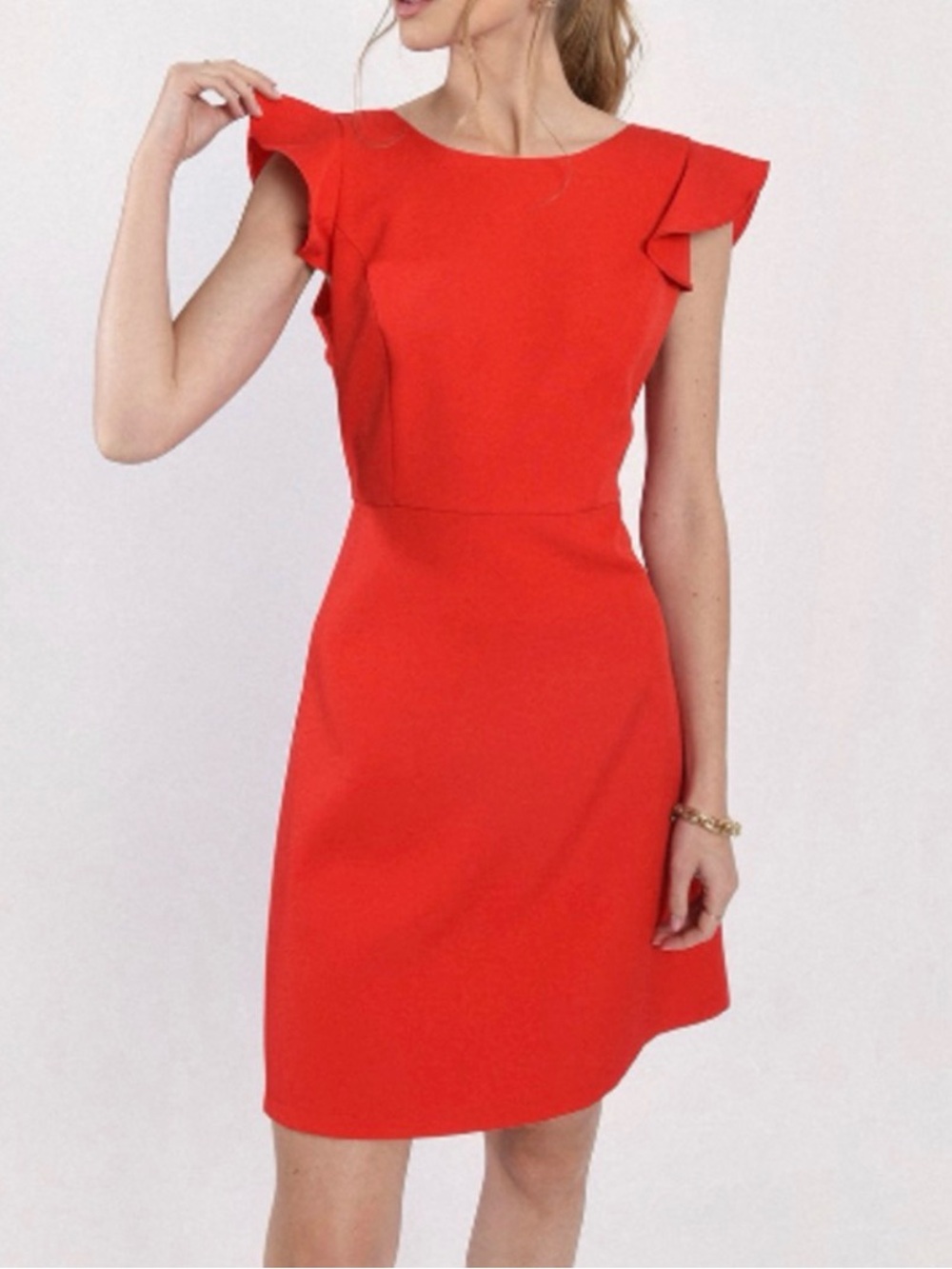 Molly Bracken Bright Red Cap-Sleeve Sheath Dress